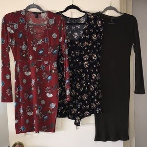 BUNDLE OF 3 - Size L F21 Dresses and Romper
